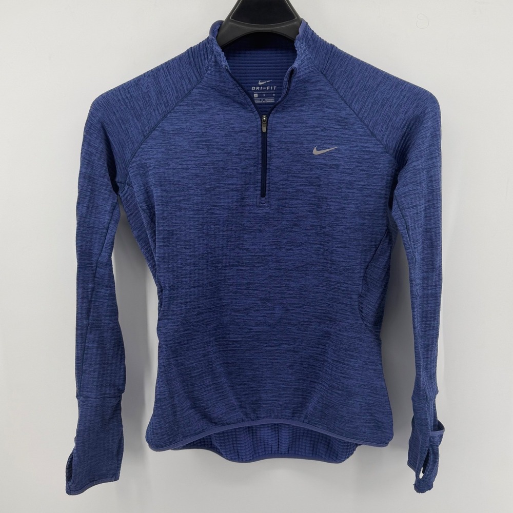 Nike Dri-FIT Quarter Zip Pullover Womens Medium Blue Excellent Space Dye Running